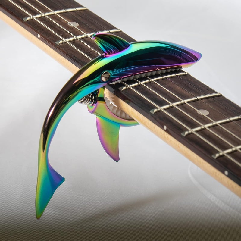 Cheerock Shark Capo, Zinc Alloy Guitar Capo with 2x0.71mm Picks & Pouch for Acoustic/Electric/Ukulele/Bass/Mandolin (Rose Gold Gift) - Image 5